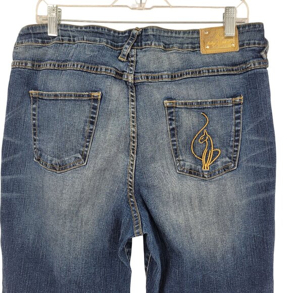 Baby Phat Womens Bootcut Jeans With Embroidered Back Pocket Size 13 - Picture 4 of 10